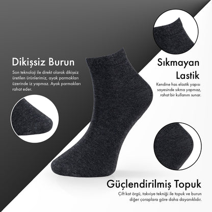 Lion Monroe Saf Bambu Erkek Yarım Konç Düz Çorap Dikişsiz Premium Kutulu 6'lı