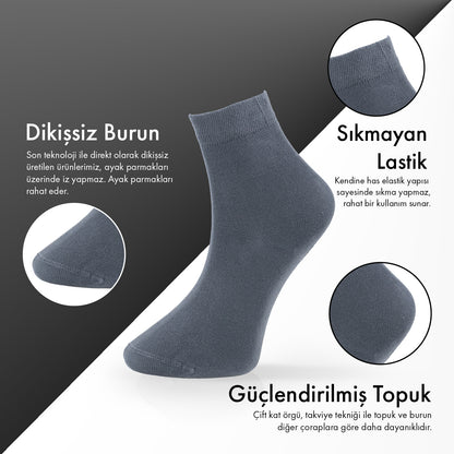 Lion Monroe Saf Bambu Erkek Yarım Konç Düz Çorap Dikişsiz Premium Kutulu 6'lı
