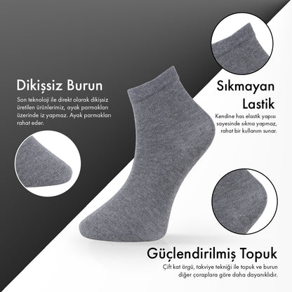Lion Monroe Saf Bambu Erkek Yarım Konç Düz Çorap Dikişsiz Premium Kutulu 6'lı