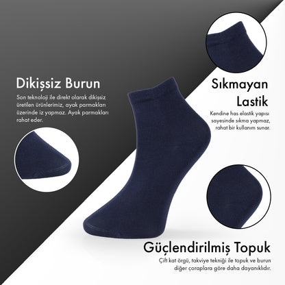 Lion Monroe Saf Bambu Erkek Yarım Konç Düz Çorap Dikişsiz Premium Kutulu 6'lı