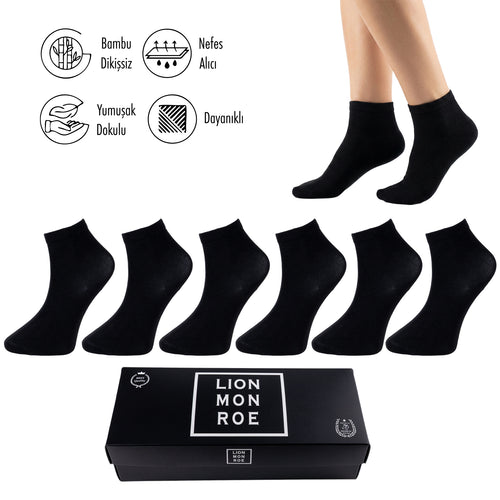 Lion Monroe Saf Bambu Erkek Yarım Konç Düz Çorap Dikişsiz Premium Kutulu 6'lı