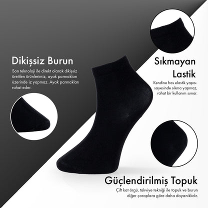Lion Monroe Saf Bambu Erkek Yarım Konç Düz Çorap Dikişsiz Premium Kutulu 6'lı