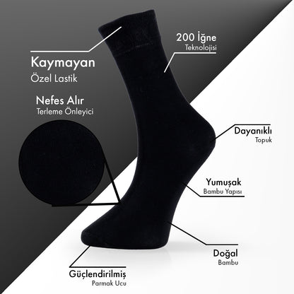 Lion Monroe Saf Bambu Erkek Tenis Uzun Düz Çorap Dikişsiz Premium Nefes Alabilir Hediye Kutulu 6'lı