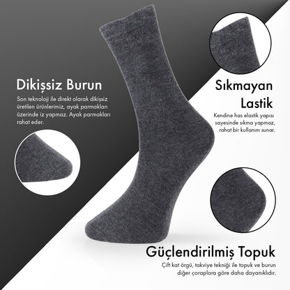 Lion Monroe Saf Bambu Erkek Tenis Uzun Düz Çorap Dikişsiz Premium Nefes Alabilir Hediye Kutulu 6'lı