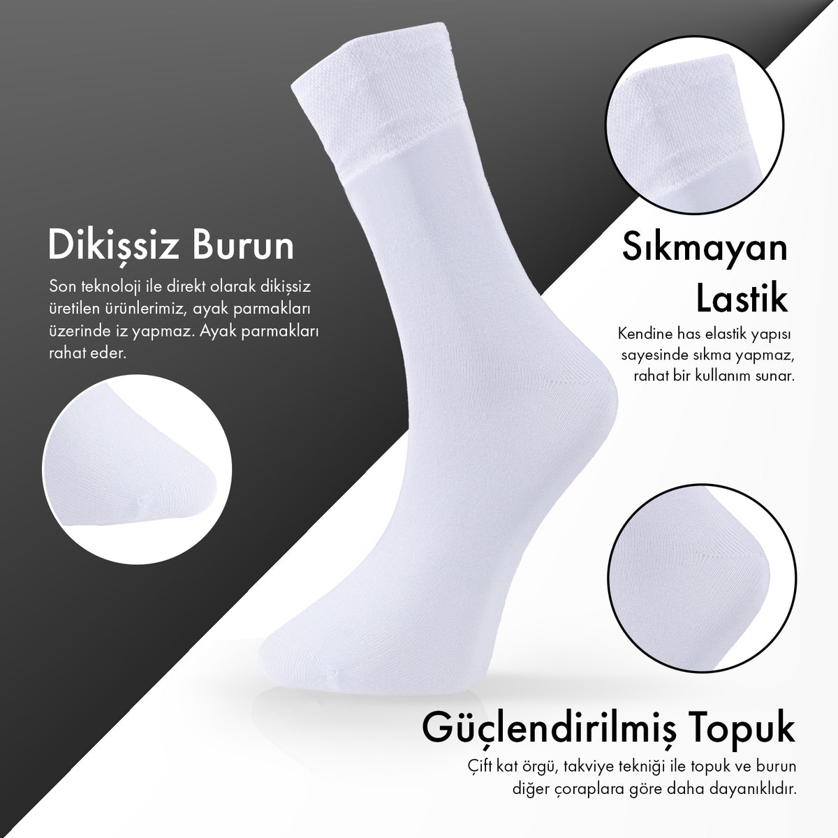 Lion Monroe Saf Bambu Erkek Tenis Uzun Düz Çorap Dikişsiz Premium Nefes Alabilir Hediye Kutulu 6'lı