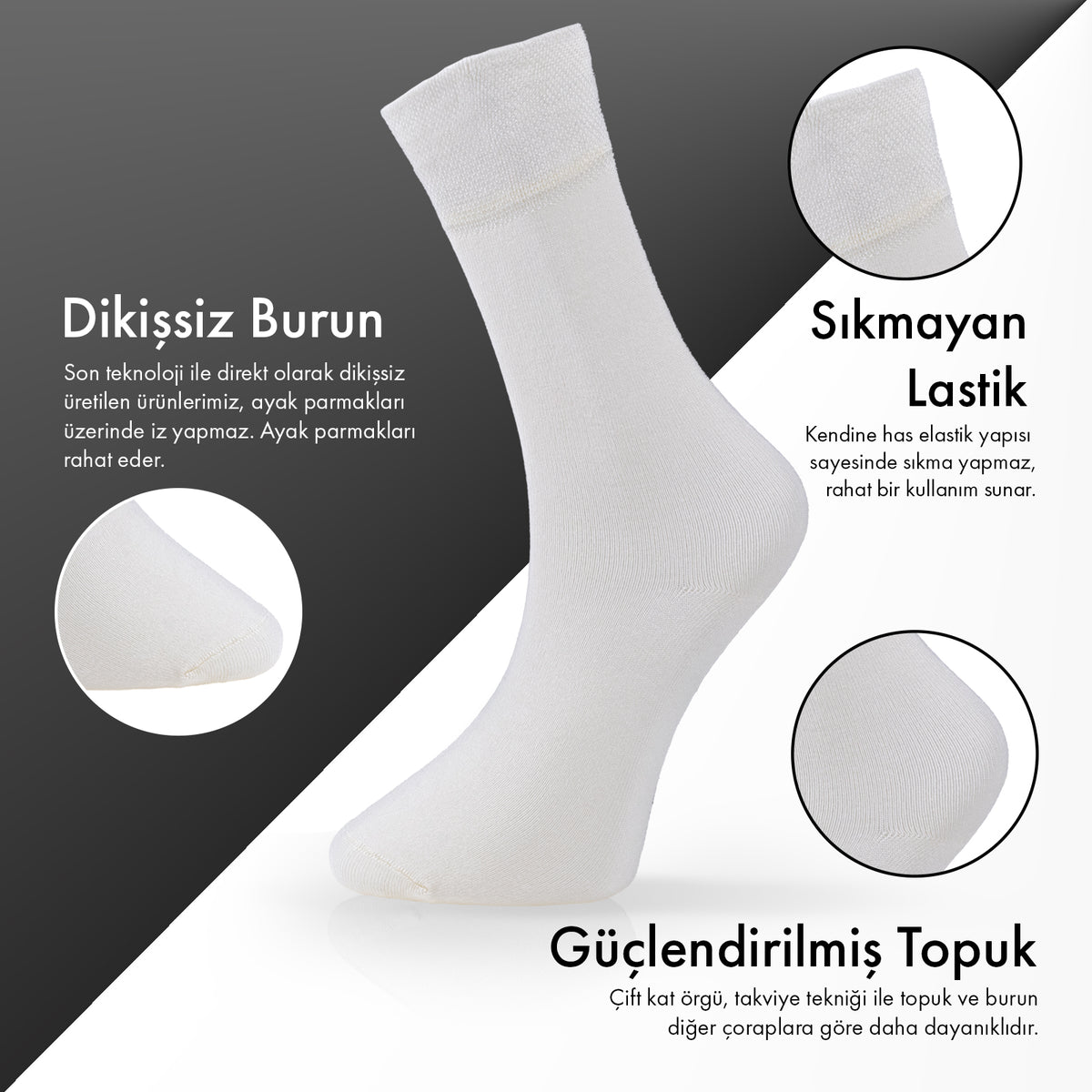 Lion Monroe Saf Bambu Erkek Tenis Uzun Düz Çorap Dikişsiz Premium Nefes Alabilir Hediye Kutulu 6'lı