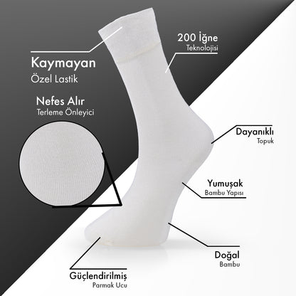 Lion Monroe Saf Bambu Erkek Tenis Uzun Düz Çorap Dikişsiz Premium Nefes Alabilir Hediye Kutulu 6'lı