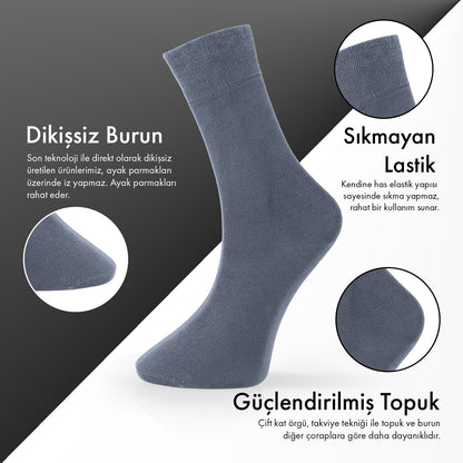 Lion Monroe Saf Bambu Erkek Tenis Uzun Düz Çorap Dikişsiz Premium Nefes Alabilir Hediye Kutulu 6'lı