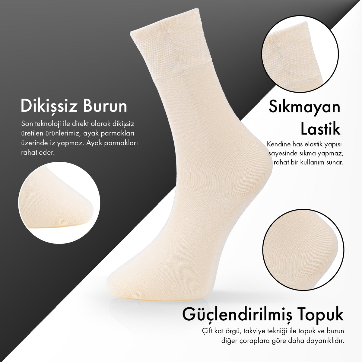 Lion Monroe Saf Bambu Erkek Tenis Uzun Düz Çorap Dikişsiz Premium Nefes Alabilir Hediye Kutulu 6'lı