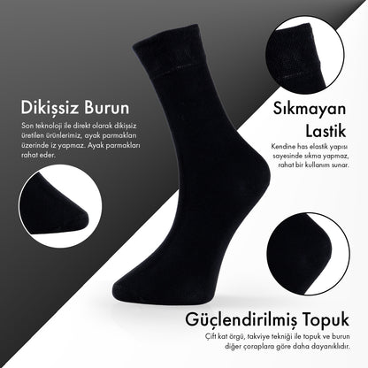 Lion Monroe Saf Bambu Erkek Tenis Uzun Düz Çorap Dikişsiz Premium Nefes Alabilir Hediye Kutulu 6'lı